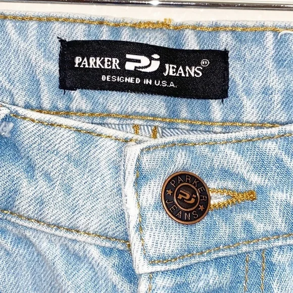 Parker Jeans Light Wash Distressed 100% Algodon High Rise Wide Leg Jeans - Picture 5 of 12